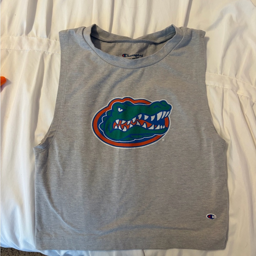 Champion Gray Cropped Muscle Tank with Florida Gators Logo